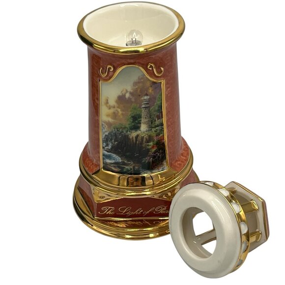Thomas Kinkade Light of Peace Light Up Porcelain Lighthouse Figurine 2004 Vtg - Picture 9 of 16